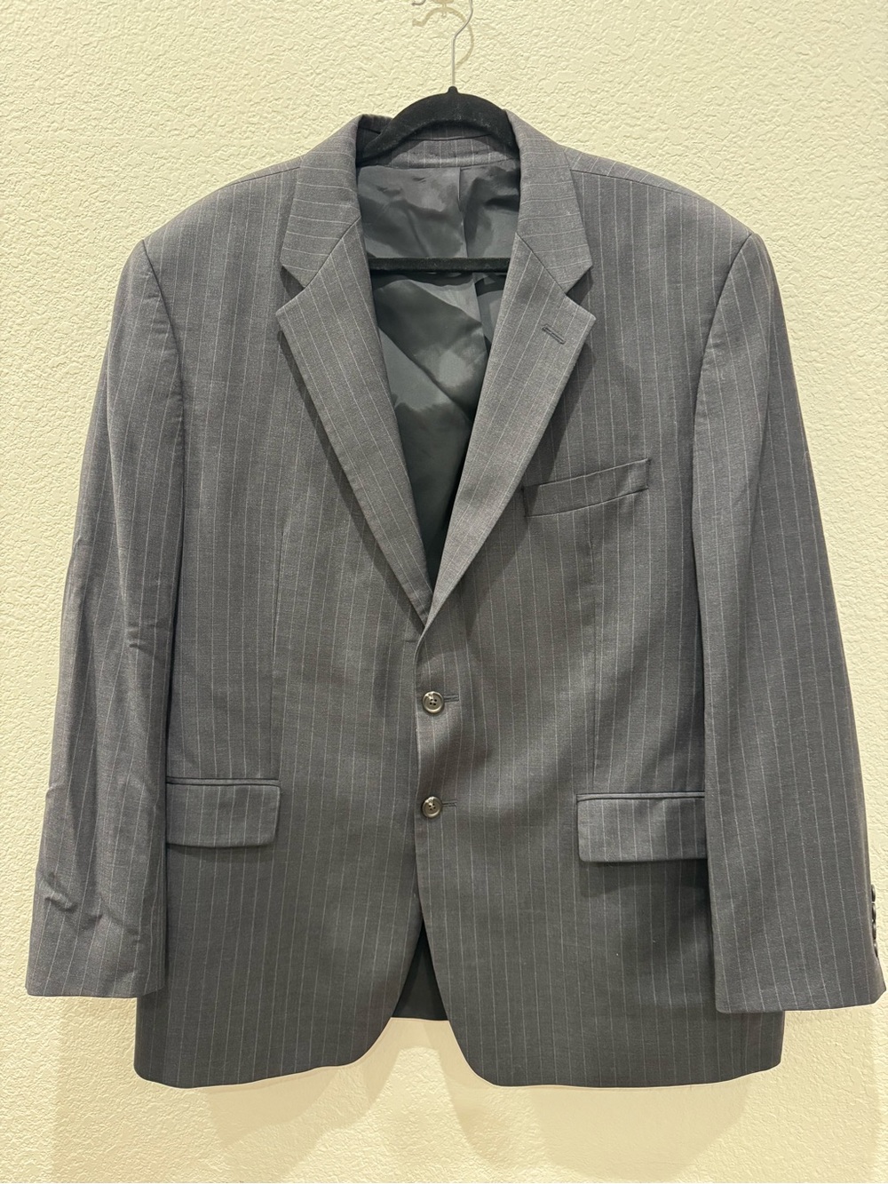 Vintage Lauren Ralph Lauren 48R Blazer Gray Pinstripe 100% Wool Made Canada